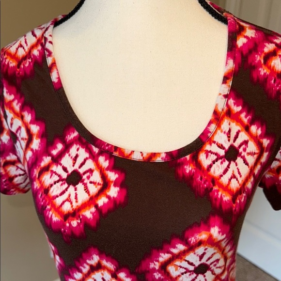 Jones New York Women's Pink and Brown Tie Dyed Patterned Top t shirt - Picture 2 of 9